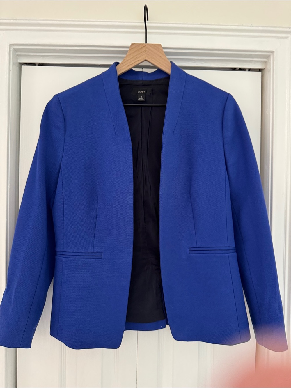 J. Crew Women's Cobalt Blue “Going Out” Collarless Blazer